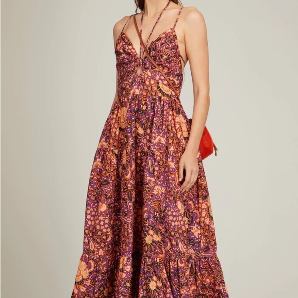 Ulla Johnson Purple and Orange Floral Maxi Dress